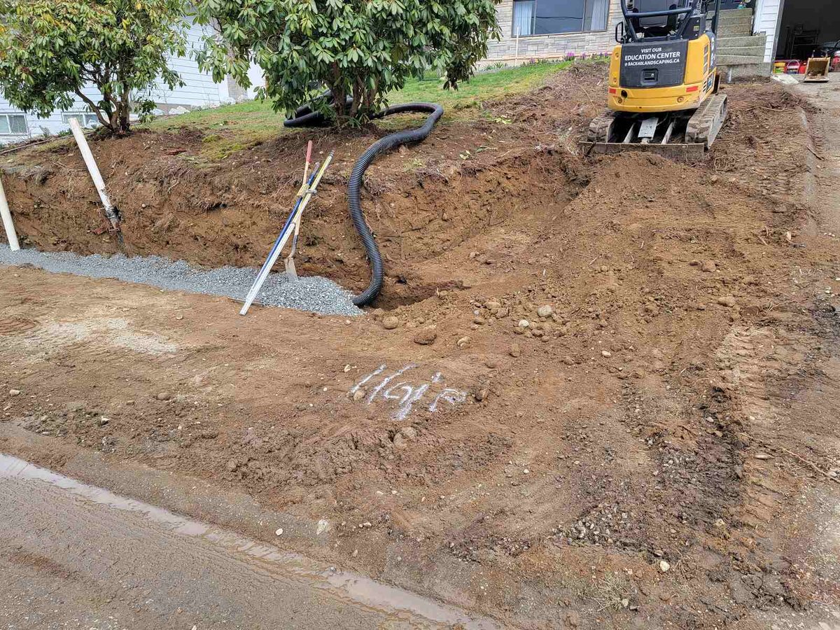 Back 40 Landscaping in Mission, BC, begins soil excavation for a residential landscaping project