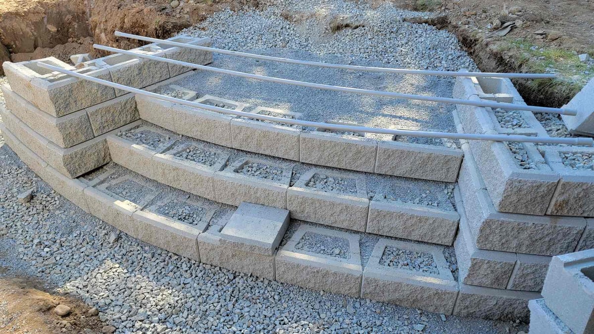 11_Tiered retaining wall with gravel fill, part of a backyard project by Back40 Landscaping in Mission, BC